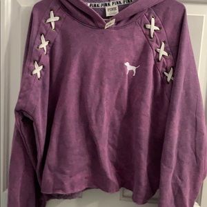 BNWT BEAUTIFUL PURPLE LARGE “PINK” HOODIE CROP TOP